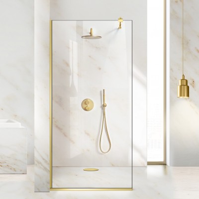 Paravan dus walk-in Aqua Roy Gold, sticla 8 mm clara, securizata, anticalcar, 100x195 cm foto