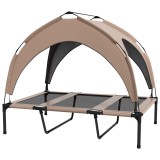 PawHut Pat pentru c&acirc;ini și pisici pe picioare, pat pentru c&acirc;ini ridicat, velum anti-UV, Oxford, sac de transport 106 x 76 x 94 cm, cafeniu | Aosom Rom