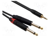 Cablu jack 3,5mm la 2 x jack 6,3mm 1,5m negru REDS MUSIC