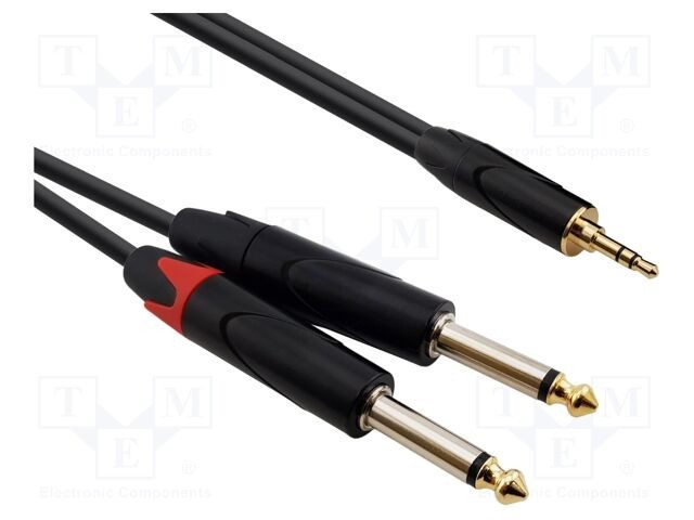 Cablu Jack 3,5mm la Jack 6,3mm x2, 2m, negru, REDS MUSIC