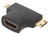 Adaptor HDMI - Micro HDMI și Mini HDMI - Negru