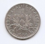 Franta 1 Franc 1905 - Argint 5g/835, 23 mm, KM-844.1