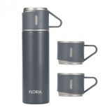 Termos portabil 3 cesti interior inox 400ml Floria gri Zilan ZLN0745