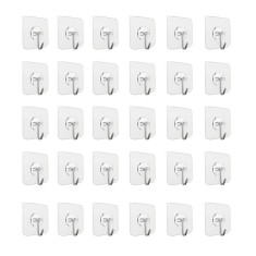Set 30 carlige adezive transparente, rezistente, multifunctionale, plastic, metal
