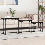 vidaXL Masă de Cafea cu Tăvi Lăsate 3 pcs Stejar negru