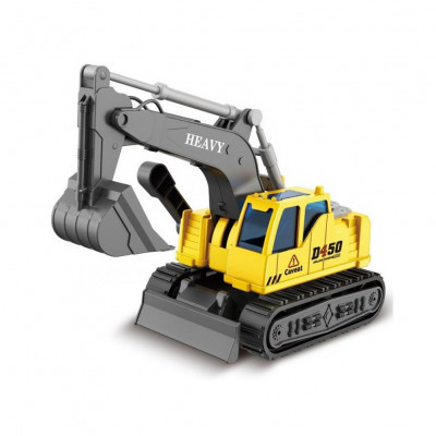 Jucarie excavator cu sunete si lumini 25 cm galben foto