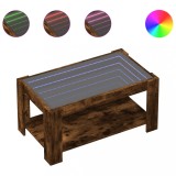 Cumpara ieftin Masuta de cafea cu LED stejar fumuriu 93x53x45cm lemn prelucrat