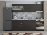 Bucatarie Laura 240, Corp hota, Cu vitrina, Wenge, Blat termic alb