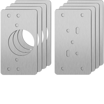 Set 8 placi de reparare balamale/48 suruburi, Inox, 9x5 cm, Argintiu foto