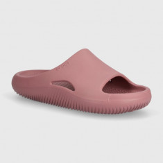 Crocs papuci Mellow Slide femei, culoarea roz, cu platforma, 208392