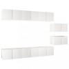 Set dulapuri TV, 8 piese, alb, lemn prelucrat