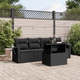 Cumpara ieftin Gossi set mobilier de gradina cu perne, 5 piese, negru, poliratan