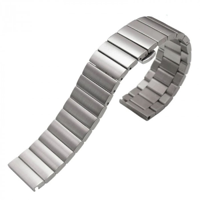 Curea metalica compatibila Samsung Galaxy Watch 46mm, telescoape Quick Release, 17cm, Argintiu