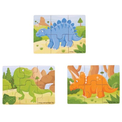Set 3 puzzle din lemn - Dinozauri foto