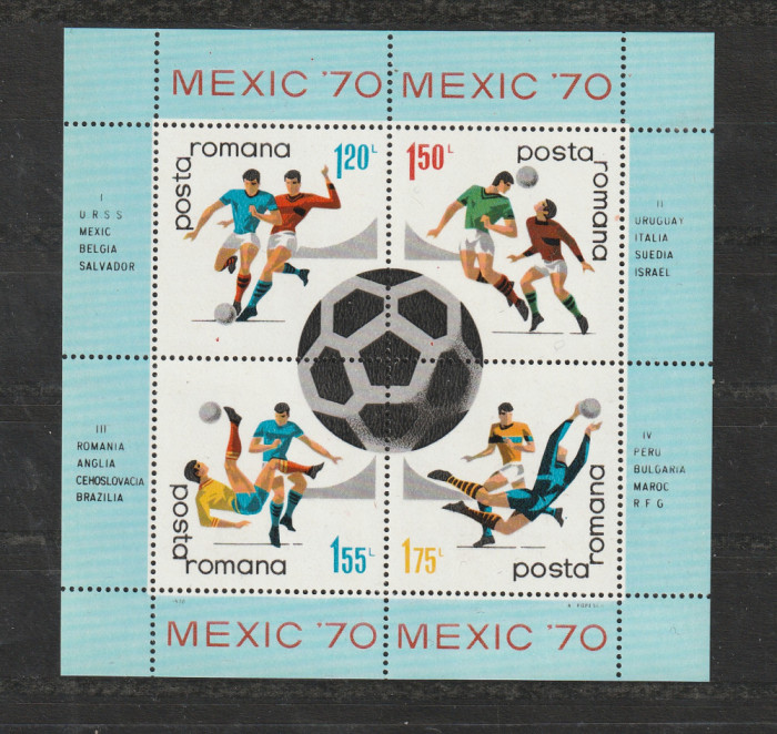 Romania 1970 - #729A C. M. de Fotbal Mexic M/S 1v MNH