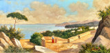 Peisaj mediteranean, pictură frumoasă pe p&acirc;nză, semnată, Peisaje, Ulei, Realism