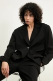 Answear Lab sacou culoarea negru, oversize, neted