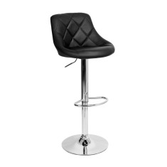 Scaun bar piele ecologica neagra crom Marid 45x40x102 cm