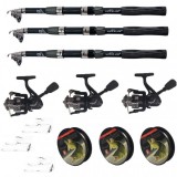 Kit pescuit sportiv cu lanseta WindBlade de 2.7m, 3 mulinete CFC2000, 3 fire si juvelnic cu 3 inele