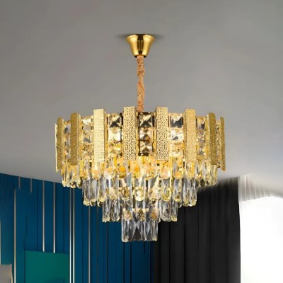 Candelabru Cristal PELES Nobile 4xE14, Diametru 40cm, Auriu Lucios, Inaltime Reglabila ModernLight Concept foto