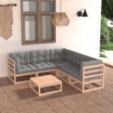 Set mobilier de gradina cu perne, 6 piese, lemn masiv de pin GartenMobel Dekor, vidaXL