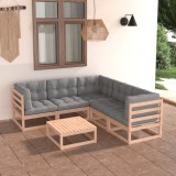 vidaXL Set mobilier de grădină cu perne, 6 piese, lemn masiv de pin 3076779