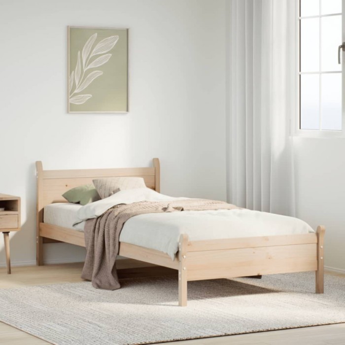 Gossi cadru pat fara saltea, 100x200 cm, lemn masiv pin