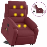 Cumpara ieftin Fotoliu de masaj electric rabatabil cu ridicare rosu vin textil