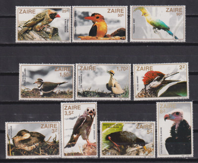 ZAIR 1982 FAUNA PASARI MI 792-801 MNH foto