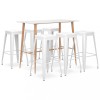 VidaXL Set mobilier de bar, 7 piese, alb