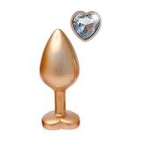 Plug anal DREAMTOYS Pearl Gold Plug, cu bază &icirc;n formă de inimă, lungime 8.3 cm, diametru 3.4 cm, auriu, mărime M