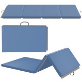 HOMCOM Saltea de gimnastică yoga pilates fitness pliabilă &icirc;n 4 cu m&acirc;nere &icirc;nveliș sintetic 180 x 80 x 5 cm albastru deschis | Aosom Romania