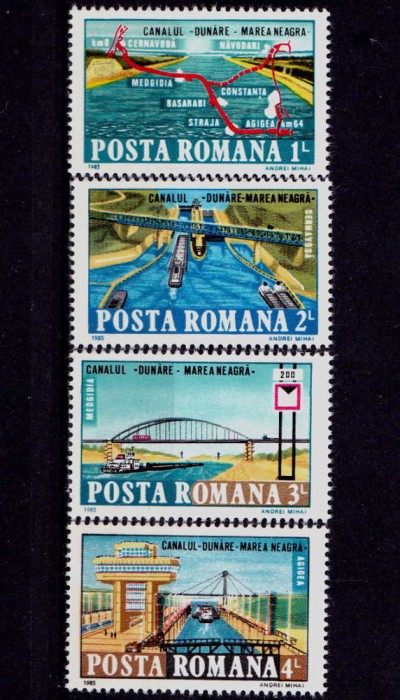 ✅RO 1985 , LP 1127 ,&quot;Canalul Dunare - Marea Neagra &quot; , serie ,MNH