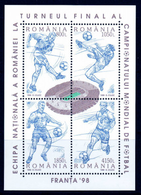 RO 1998 LP 1455 &amp;quot;CM fotbal Franta&amp;quot; , colita 310 , MNH foto