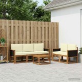 Cumpara ieftin Set de canapele de exterior 6 buc. 5-Locuri Natural si Crem