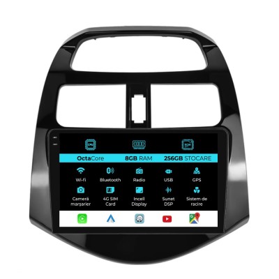 Navigatie Dedicata Chevrolet Spark (2009-2015), Incell 9Inch, 8Gb Ram, 256Gb Stocare, Carplay foto