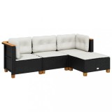 Cumpara ieftin Set mobilier de gradina cu perne, 4 piese, negru, poliratan