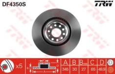 Disc frana SKODA SUPERB II Combi (3T5) (2009 - 2015) TRW DF4350S foto