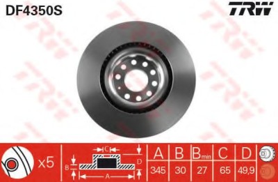 Disc frana VW PASSAT Variant (3C5) (2005 - 2011) TRW DF4350S foto