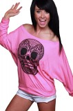 Cumpara ieftin BL903-55 Bluza casual cu umerii goi si imprimeu craniu, XL