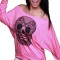 BL903-55 Bluza casual cu umerii goi si imprimeu craniu