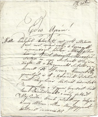 A3019N Tecsy Samu, militar &amp;icirc;n armata revoluționară maghiară, scrisoare către tatăl său, Tecsy S&amp;aacute;muel, 1848 sau 1849, T&amp;acirc;rgu Lăpuș, Maramureș foto