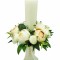 Lumanare pentru cununie botez, 40 cm, cu flori din matase, floarea miresei criogenata si frunze real touch (personalizabila cromatic si cu text)