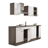 Mobilier de bucătărie Yorki 210, corp din stejar Yorki, cu fațade albe cu finisaj satinat, fără blat de lucru