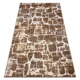 Covor MEFE modern 6184 Pavaj cărămidă structural două niveluri de l&acirc;nă bej &icirc;nchis, 120x170 cm, Dreptunghi, Lana