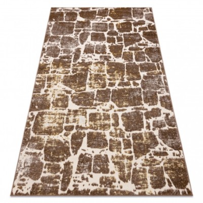 Covor MEFE modern 6184 Pavaj cărămidă structural două niveluri de l&amp;acirc;nă bej &amp;icirc;nchis, 180x270 cm foto