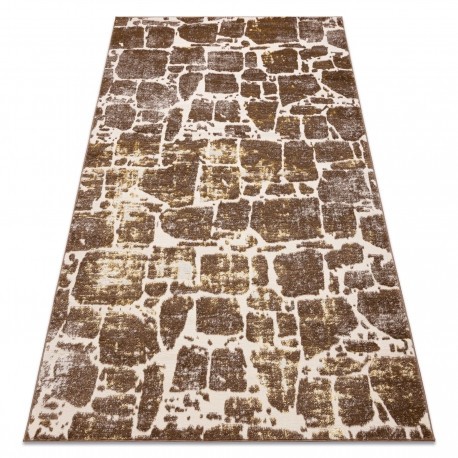 Covor MEFE modern 6184 Pavaj cărămidă structural două niveluri de l&acirc;nă bej &icirc;nchis, 180x270 cm