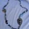 COLIER/ LANT LUNG CU DIFERITE ELEMENTE: STICLA FATETATA, AGATE, METAL