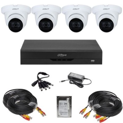 Sistem supraveghere analog Dahua 4 camere, 2MP, IR 30m, microfon, DVR 4 canale, HDCVI, IP, H.265+, HDD 500 GB, accesorii montaj SafetyGuard Surveillan foto