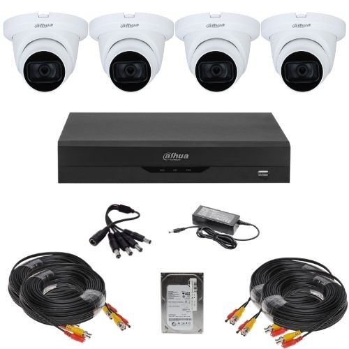 Sistem supraveghere analog Dahua 4 camere, 2MP, IR 30m, microfon, DVR 4 canale, HDCVI, IP, H.265+, HDD 500 GB, accesorii montaj SafetyGuard Surveillan